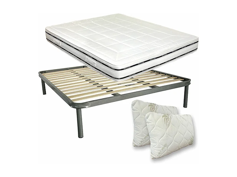 Kit materasso memory e rete ortopedica Finlandia matrimoniale 160x190, rete metallica flessibile, cuscino fiocco memory - Comprarredo