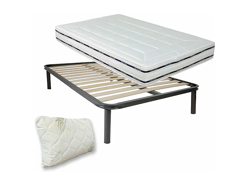 Kit materasso memory e rete ortopedica Finlandia piazza e mezza 120x190, rete metallica flessibile, cuscino fiocco memory - Comprarredo