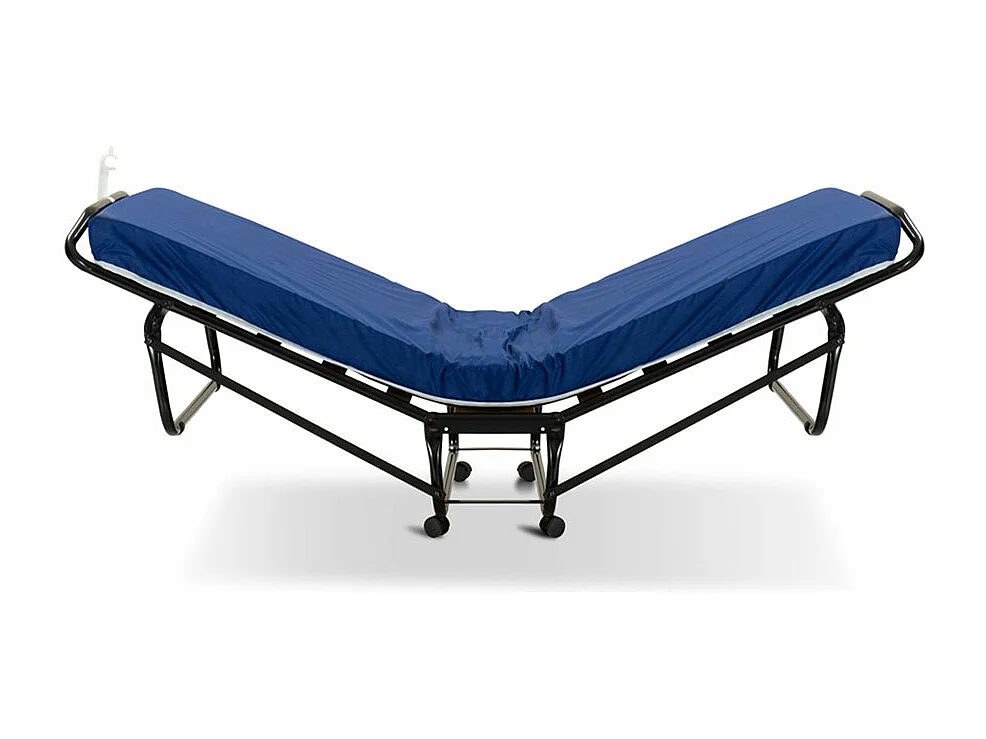 Brandina salvaspazio pieghevole 80x190, materasso waterfoam, rete a doghe, struttura in metallo con rotelle - Comprarredo