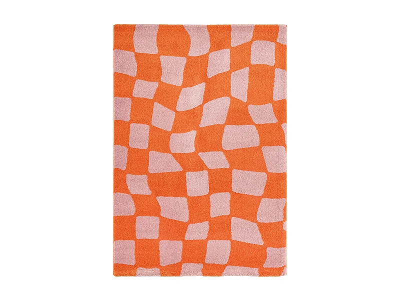 Retro - Tapis damiers -  Orange - 160x230cm
