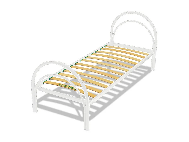 Letto singolo 80x190 modello Arco, con rete in metallo e doghe flessibili, colore bianco - Comprarredo
