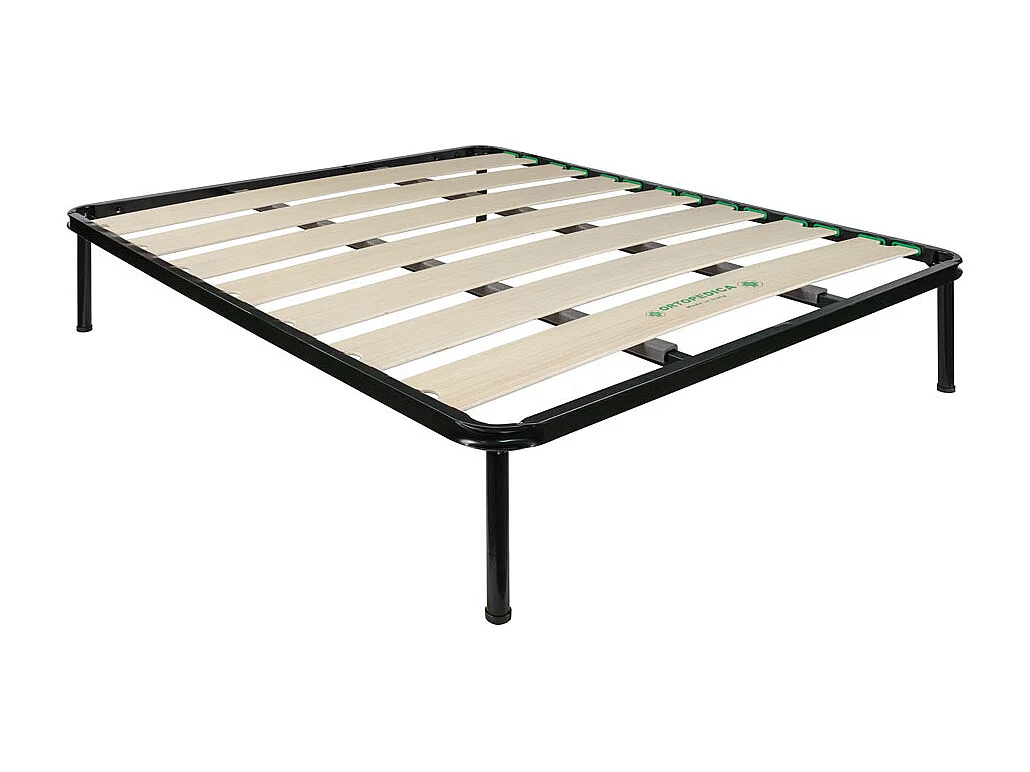 Rete ortopedica matrimoniale 160x190 a doghe larghe, con struttura in metallo e doghe flessibili da 17 cm in legno - Comprarredo