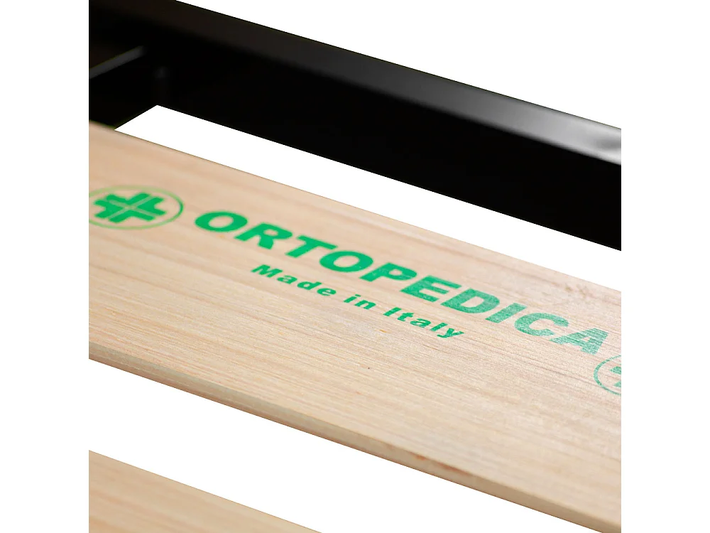 Rete ortopedica matrimoniale 160x190 a doghe larghe, con struttura in metallo e doghe flessibili da 17 cm in legno - Comprarredo