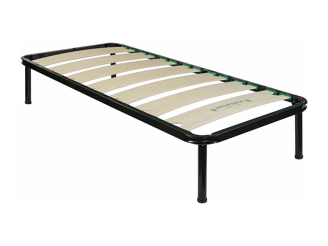 Rete ortopedica a doghe larghe 80x190 per letto singolo, con telaio in metallo e doghe flessibili da 17 cm in legno - Comprarredo