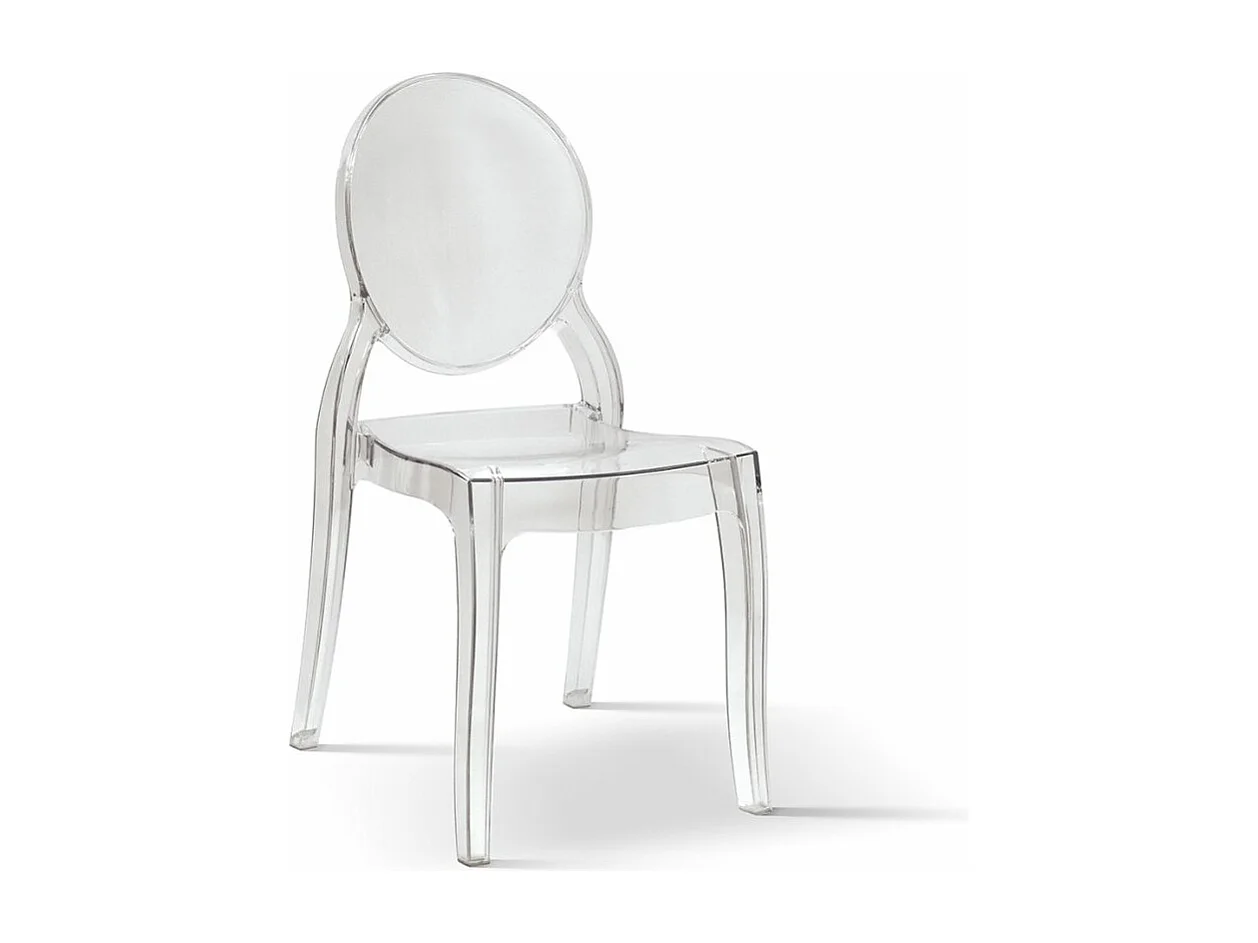 Sedia Laura trasparente set da 4 sedie, Sedia in polipropilene, Sedia Cucina