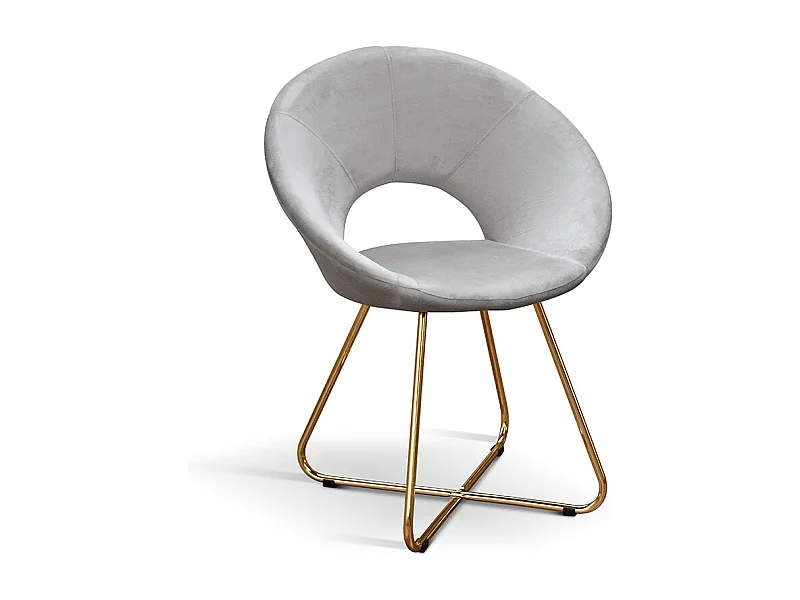 Sedia Iris Grigio set da 2 in velluto e gambe in metallo dorate
