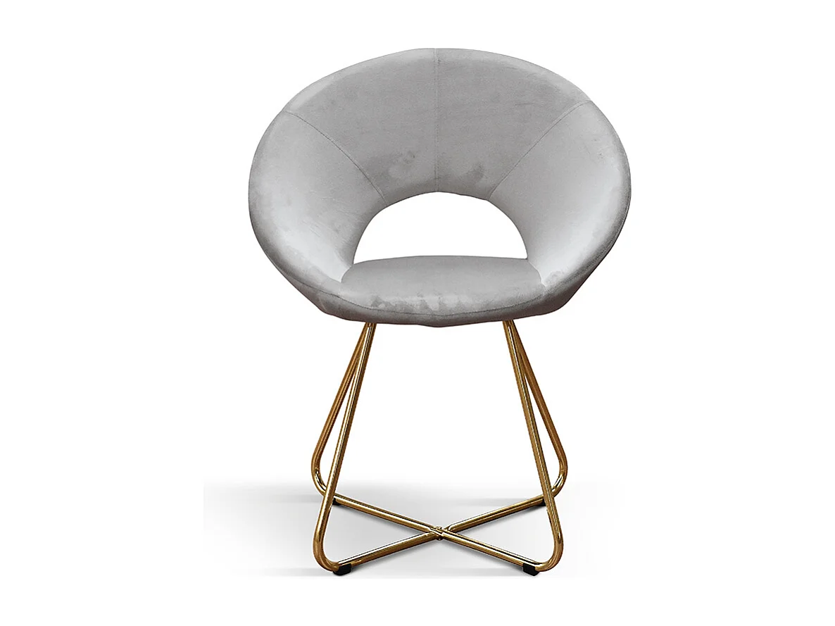 Sedia Iris Grigio set da 2 in velluto e gambe in metallo dorate