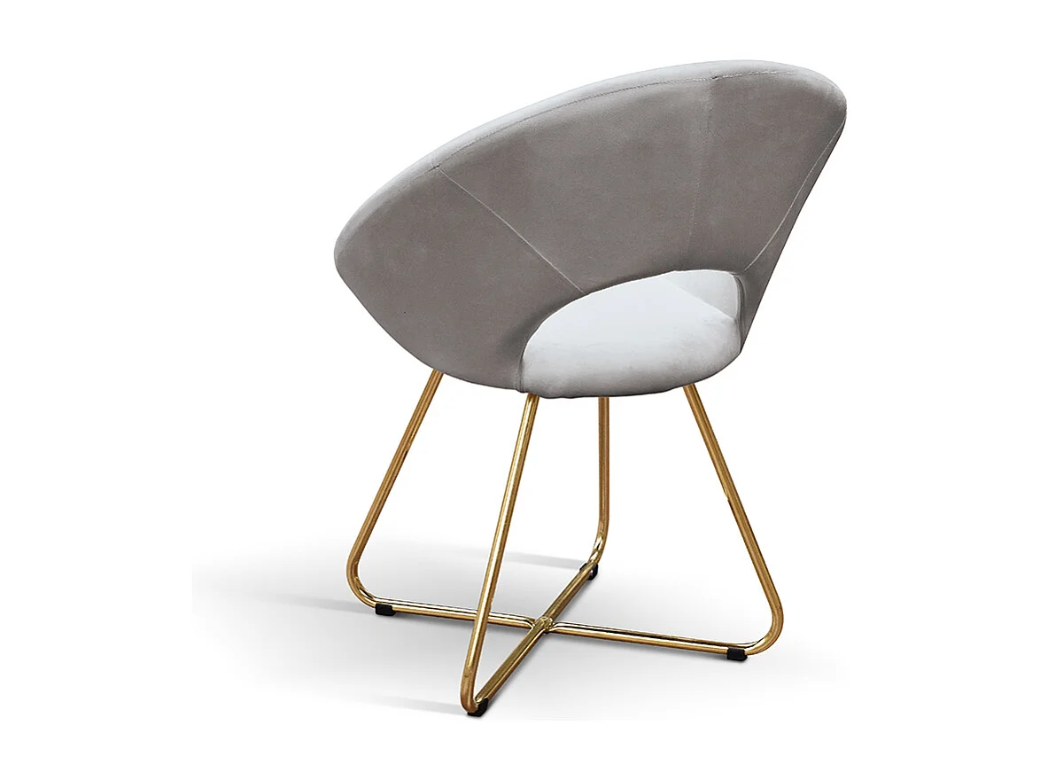 Sedia Iris Grigio set da 2 in velluto e gambe in metallo dorate