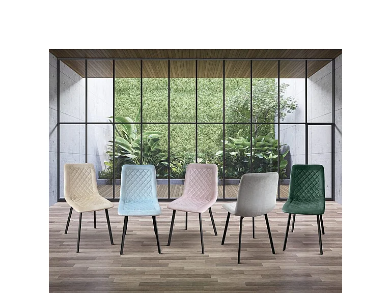 Sedia Arianna, Set Da 4 Sedie, Tortora , Sedie Velluto, Gambe Metallo Nere, Sedia Cucina, Sedie Sala Da Pranzo