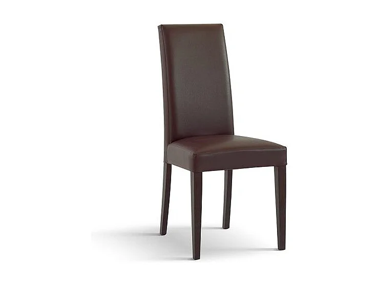 Sedia Andrea, Wengè, Set Da 2 Sedie, Sedie In Ecopelle, Gambe Legno, Sedia Cucina, Sedia Sala Da Pranzo