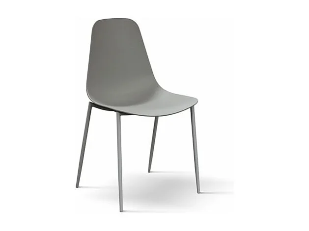 Sedia Alix set da 4 sedie grigio, Polipropilene e gambe metallo