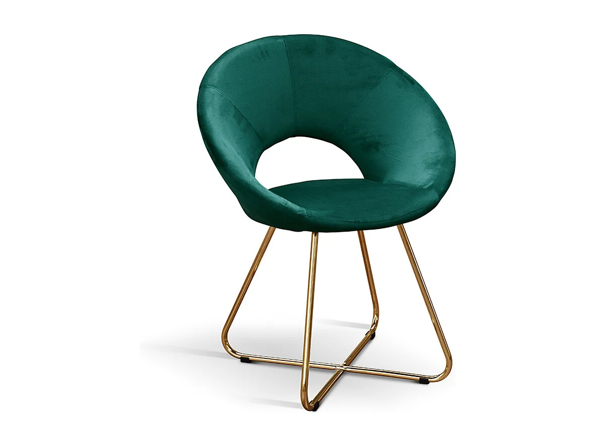 Sedia Iris Verde set da 2 in velluto e gambe in metallo dorate