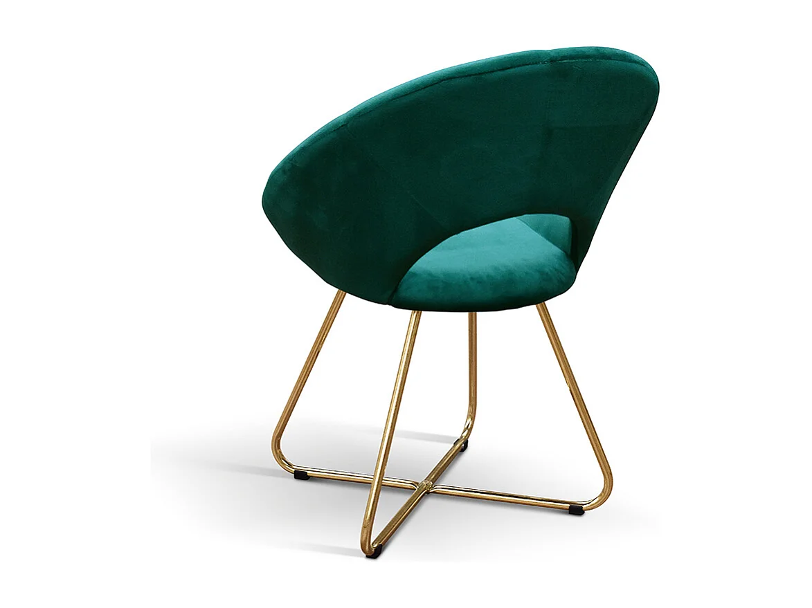 Sedia Iris Verde set da 2 in velluto e gambe in metallo dorate