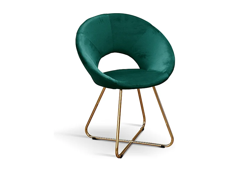 Sedia Iris Verde set da 2 in velluto e gambe in metallo dorate