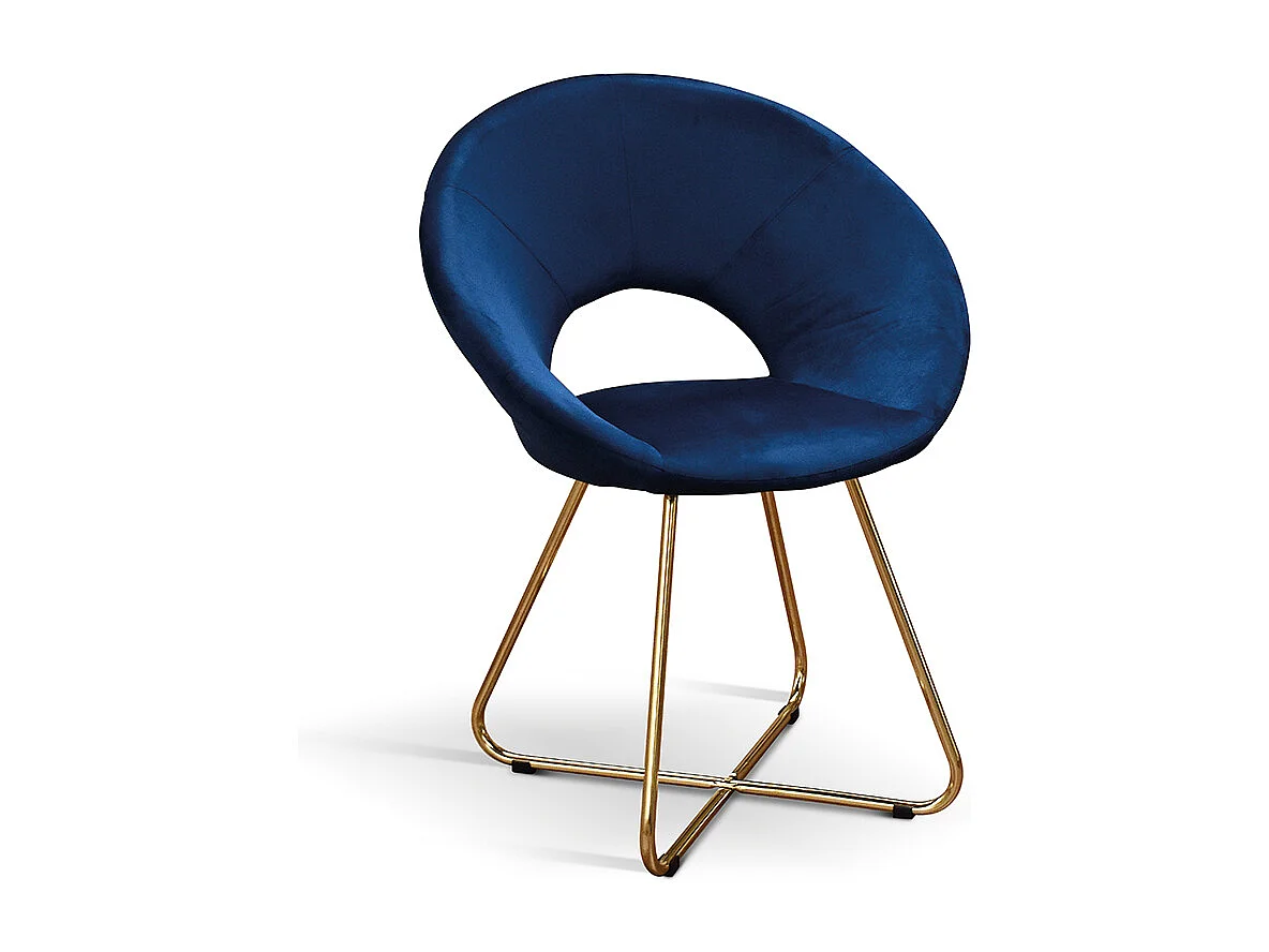 Sedia Iris Blu set da 2 in velluto e gambe in metallo dorate
