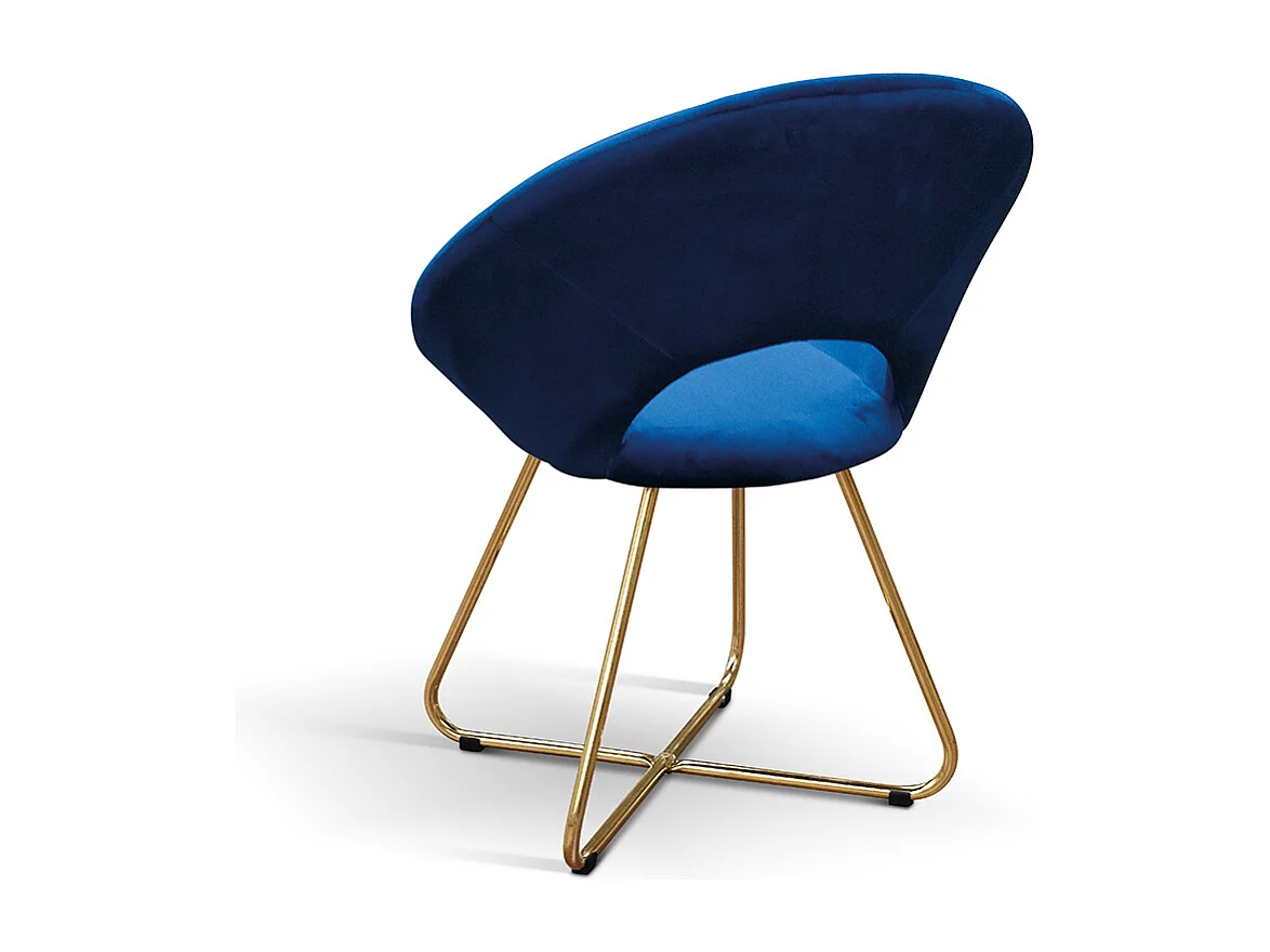 Sedia Iris Blu set da 2 in velluto e gambe in metallo dorate