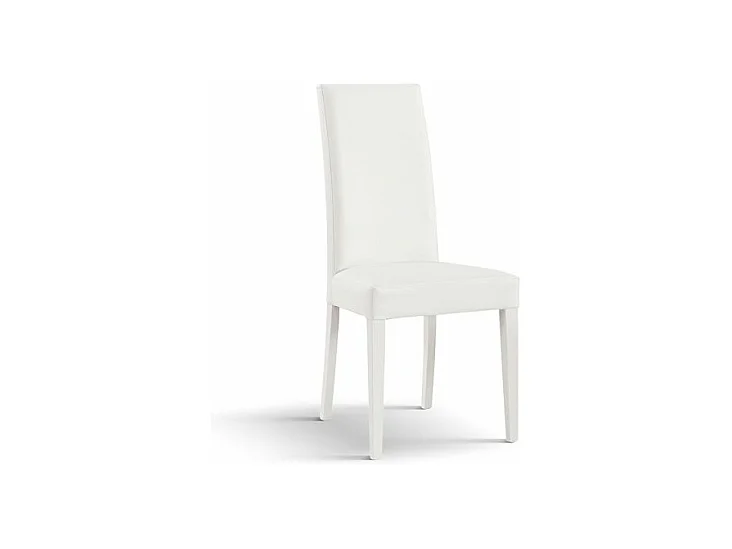 Sedia Andrea, Bianco, Set Da 2 Sedie, Sedie In Ecopelle, Gambe Legno, Sedia Cucina, Sedia Sala Da Pranzo