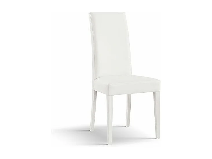 Sedia Andrea, Bianco, Set Da 2 Sedie, Sedie In Ecopelle, Gambe Legno, Sedia Cucina, Sedia Sala Da Pranzo