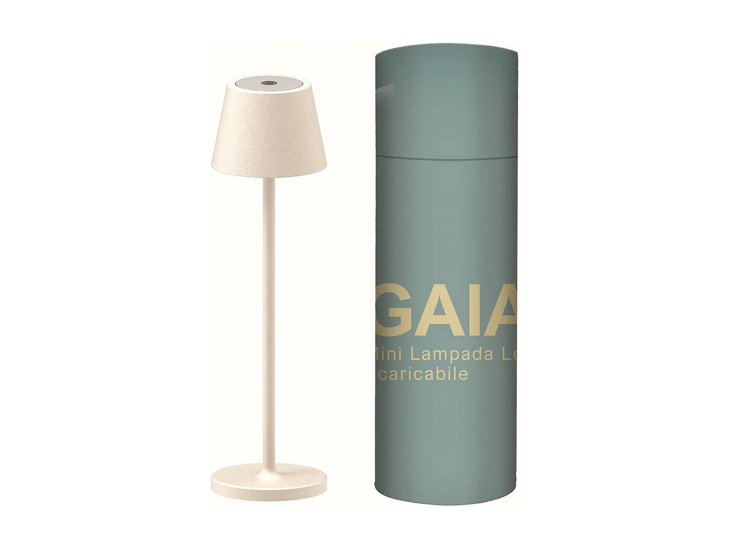 Lampada da Tavolo Ricaricabile Gaia, Beige, 7,5x7,5x27 cm, Majestic