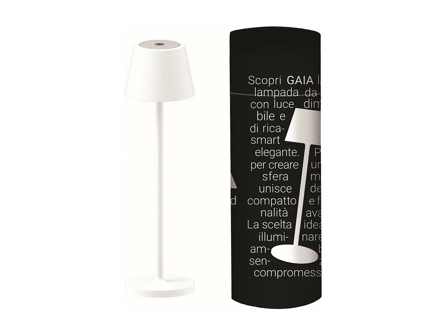 Akumulatorowa Lampa Stołowa Gaja, Biały, 7,5x7,5x27 cm, Majestic