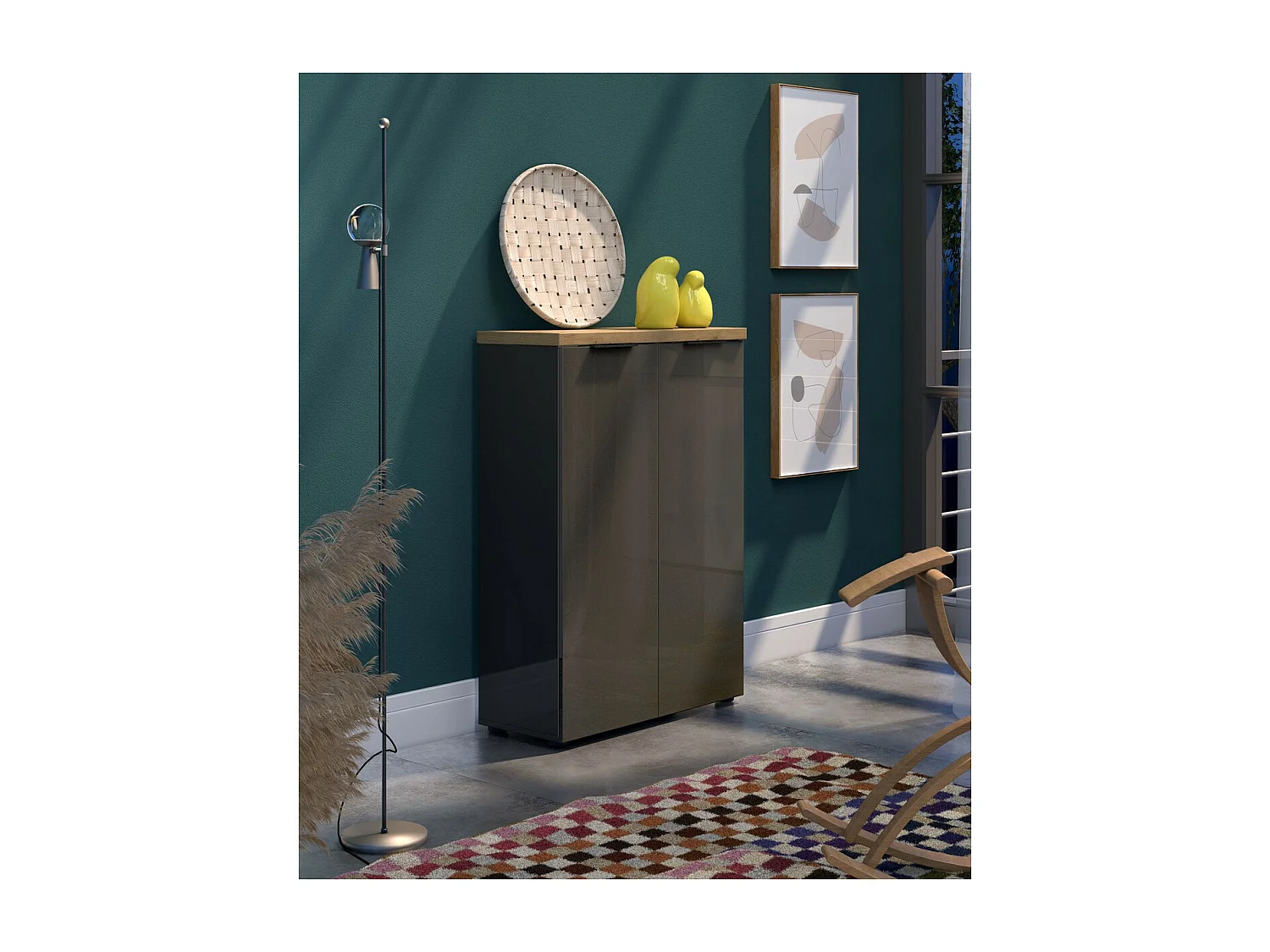 Schoenenrek Idea - Antraciet - 80x34x115 cm - Seven Design