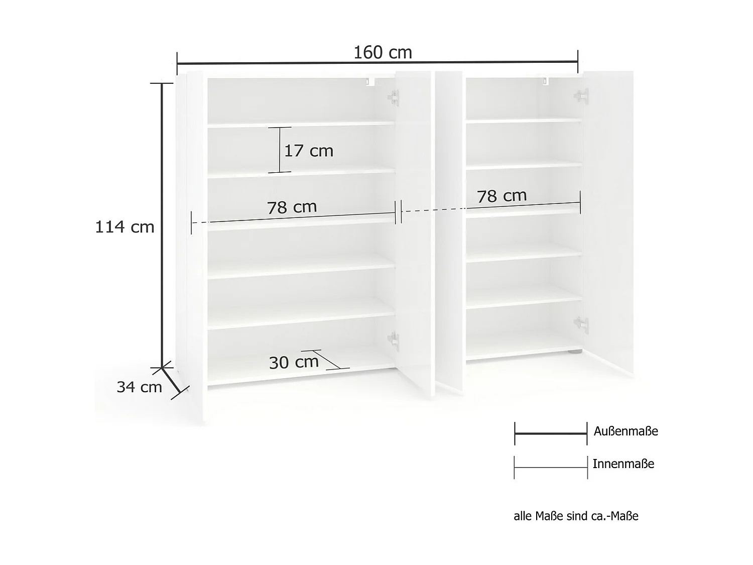 Schoenenrek Meneer - Antraciet - 160x34x115 cm - Seven Design