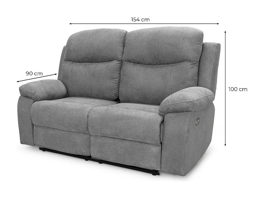 Canapé de relaxation électrique 2 places en tissu Bona - Beige - L154 x 90 x 100cm - Loungitude