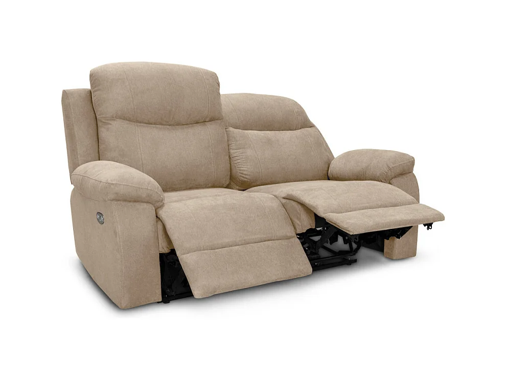 Canapé de relaxation électrique 2 places en tissu Bona - Beige - L154 x 90 x 100cm - Loungitude