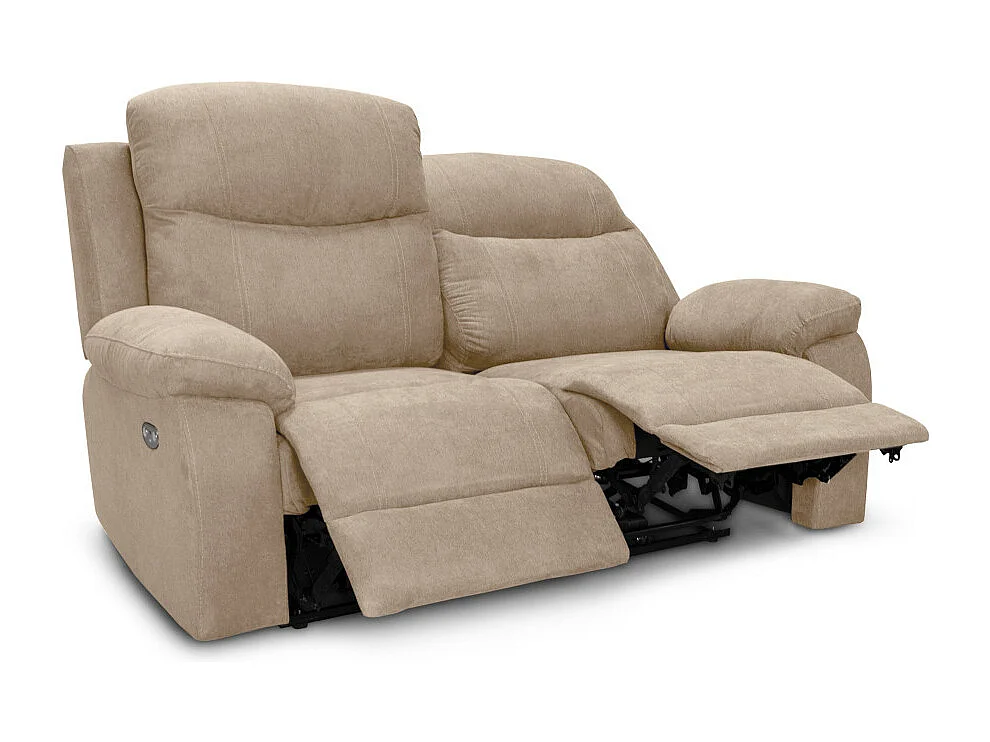 Canapé de relaxation électrique 2 places en tissu Bona - Beige - L154 x 90 x 100cm - Loungitude