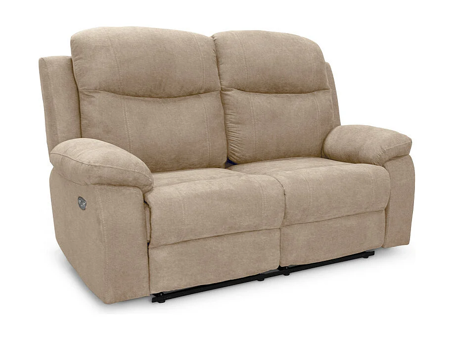 Canapé de relaxation électrique 2 places en tissu Bona - Beige - L154 x 90 x 100cm - Loungitude