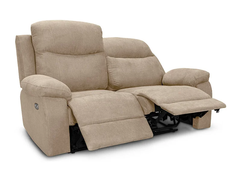 Canapé de relaxation électrique 2 places en tissu Bona - Beige - L154 x 90 x 100cm - Loungitude