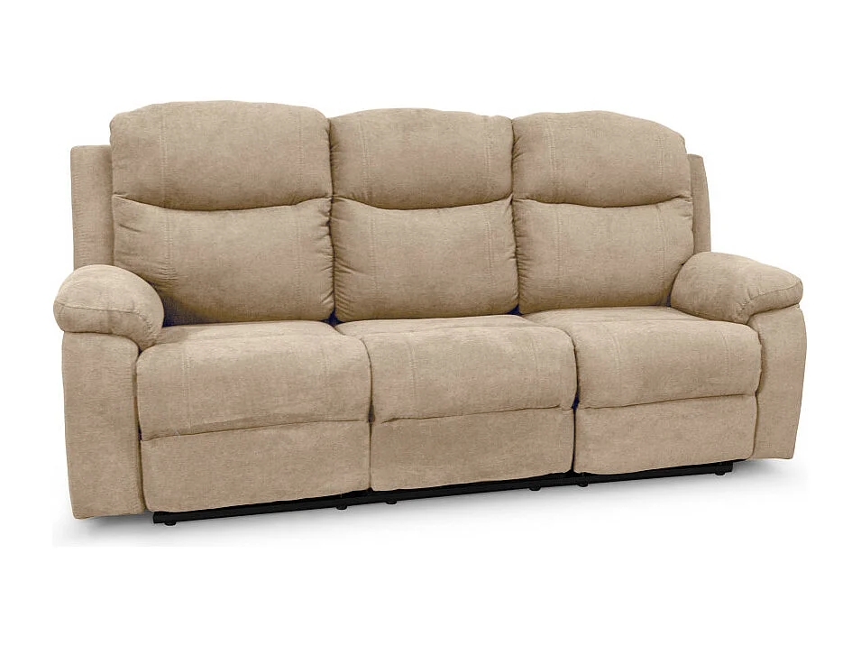 Canapé de relaxation électrique 3 places en tissu Bona - Beige - L211 x 90 x 100cm - Loungitude