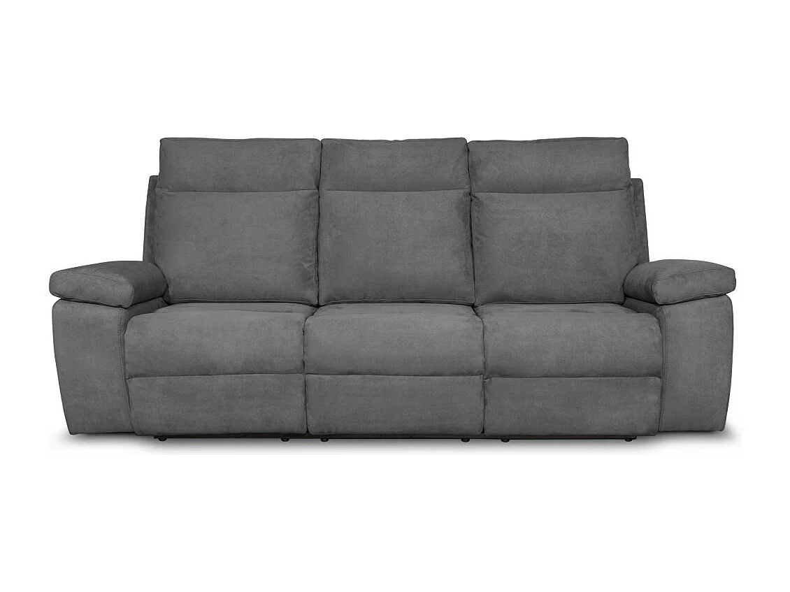 Canapé de relaxation électrique 3 places en tissu Houda - Gris clair - L235 x 93 x 105cm - Loungitude