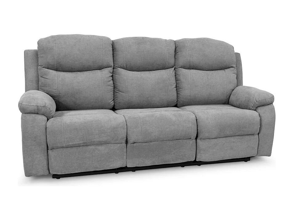 Canapé de relaxation électrique 3 places en tissu Bona - Gris clair - L211 x 90 x 100cm - Loungitude