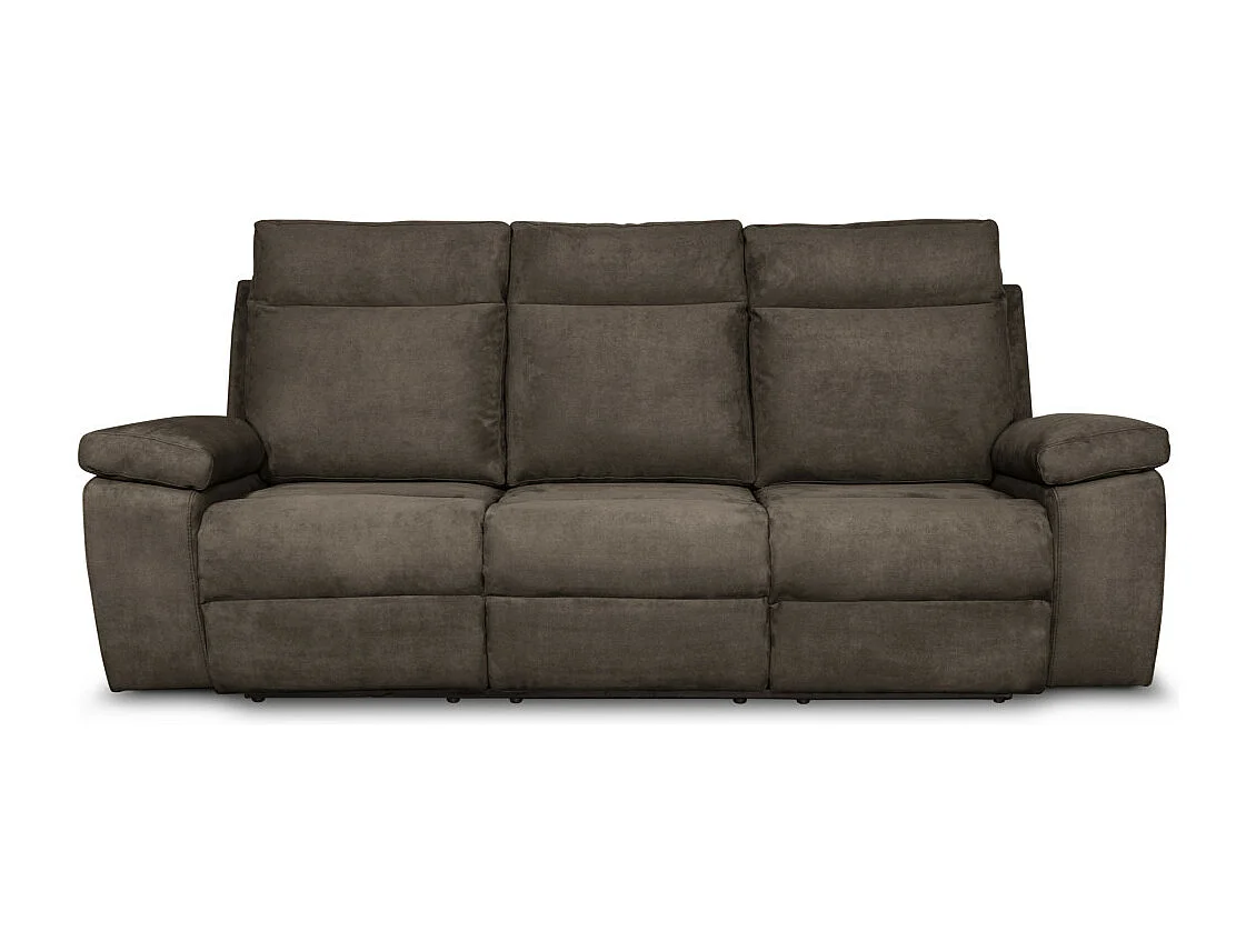 Canapé de relaxation électrique 3 places en tissu Houda - Taupe - L235 x 93 x 105cm - Loungitude