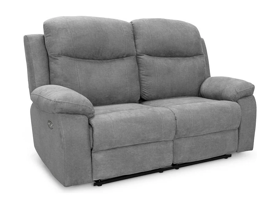 Canapé de relaxation électrique 2 places en tissu Bona - Gris clair - L154 x 90 x 100cm - Loungitude