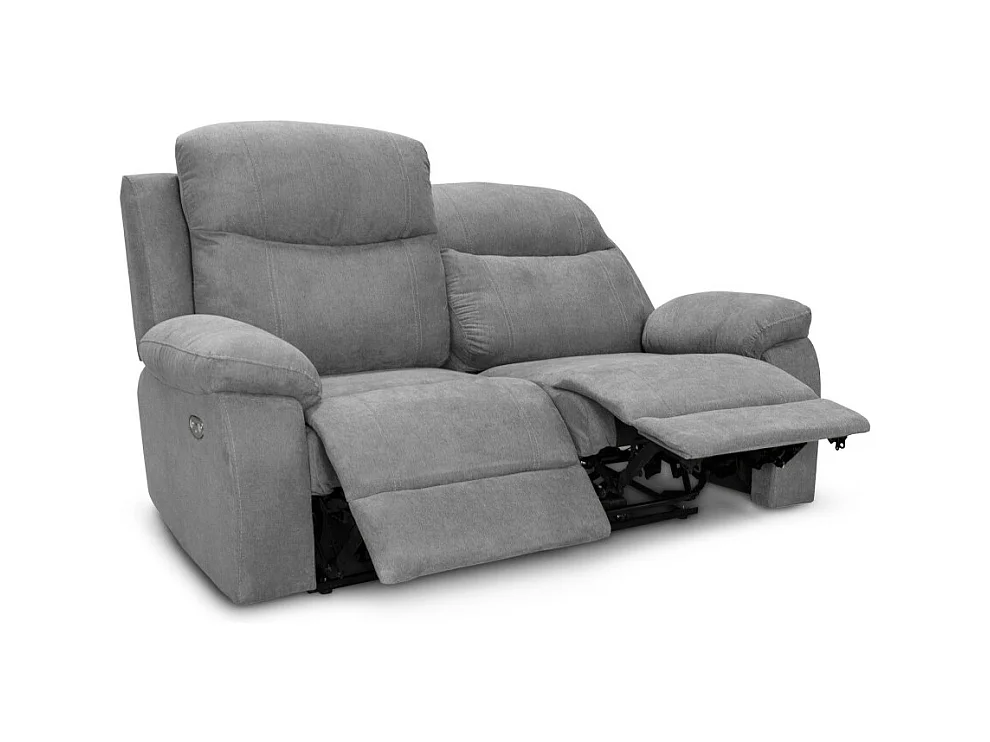 Canapé de relaxation électrique 2 places en tissu Bona - Gris clair - L154 x 90 x 100cm - Loungitude