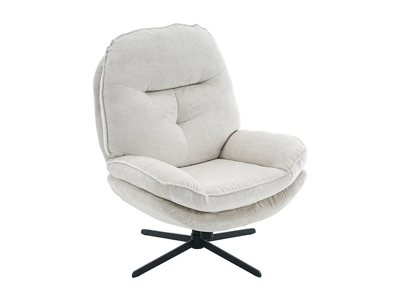 Sofia - Fauteuil pivotant pieds étoiles en velours - Écru