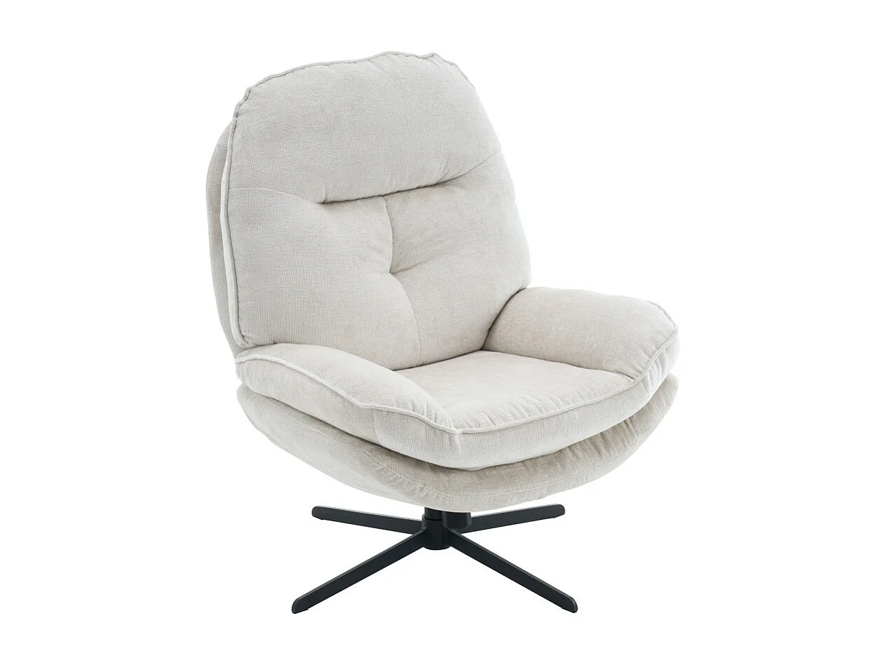 Sofia - Fauteuil pivotant pieds étoiles en velours - Écru