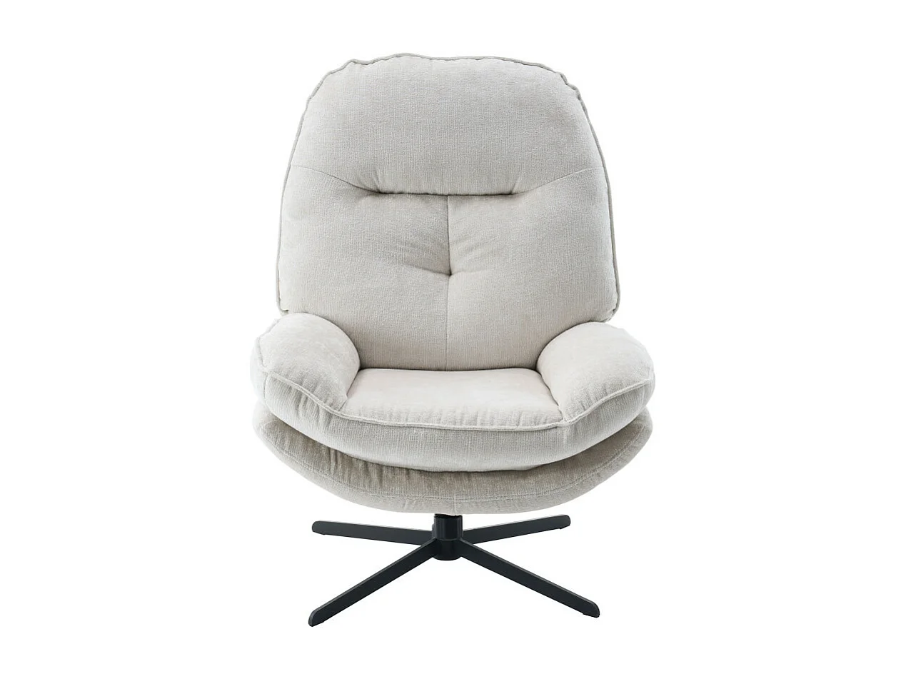 Sofia - Fauteuil pivotant pieds étoiles en velours - Écru