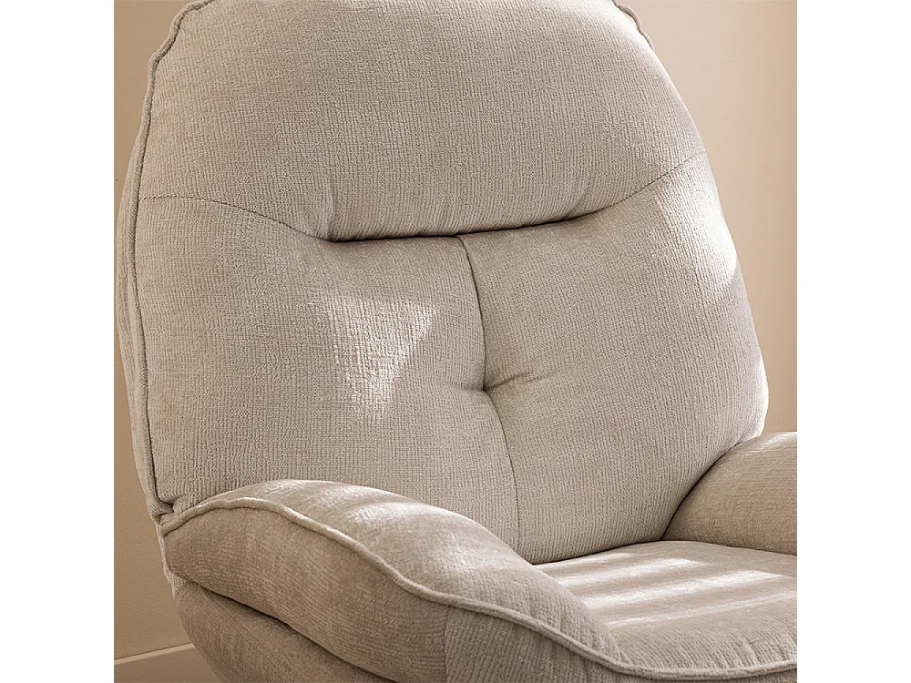 Sofia - Fauteuil pivotant pieds étoiles en velours - Écru