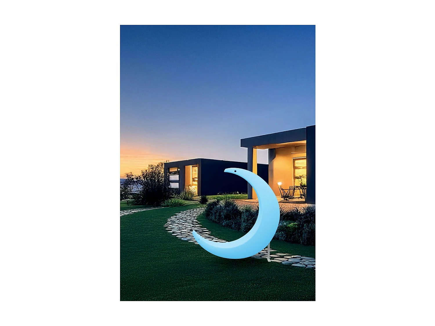 Chaise à Croissant-Lune Lumineuse Hammy, Blanc, 138x40x104,5 cm, Majestic