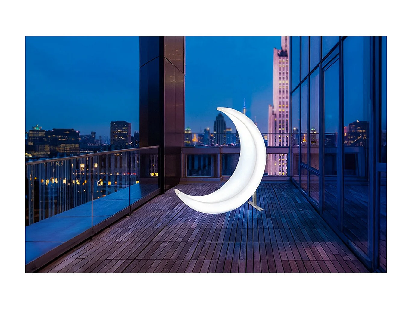 Chaise à Croissant-Lune Lumineuse Hammy, Blanc, 138x40x104,5 cm, Majestic