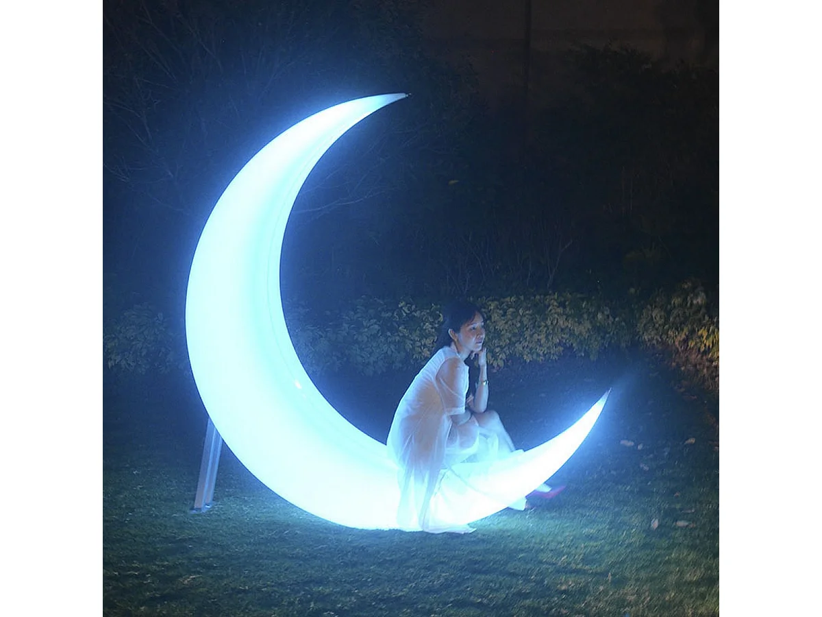 Chaise à Croissant-Lune Lumineuse Hammy, Blanc, 138x40x104,5 cm, Majestic