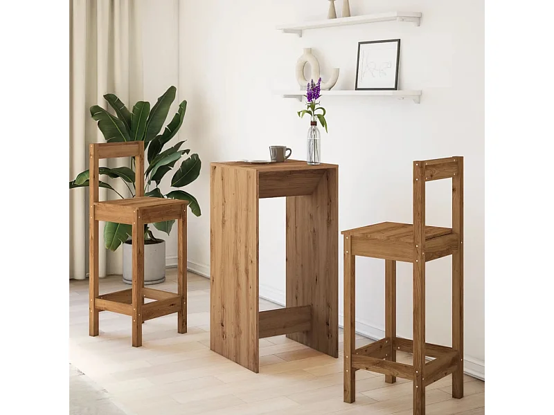 Table de bar chêne artisanal 51x50x103,5 cm bois d'ingénierie