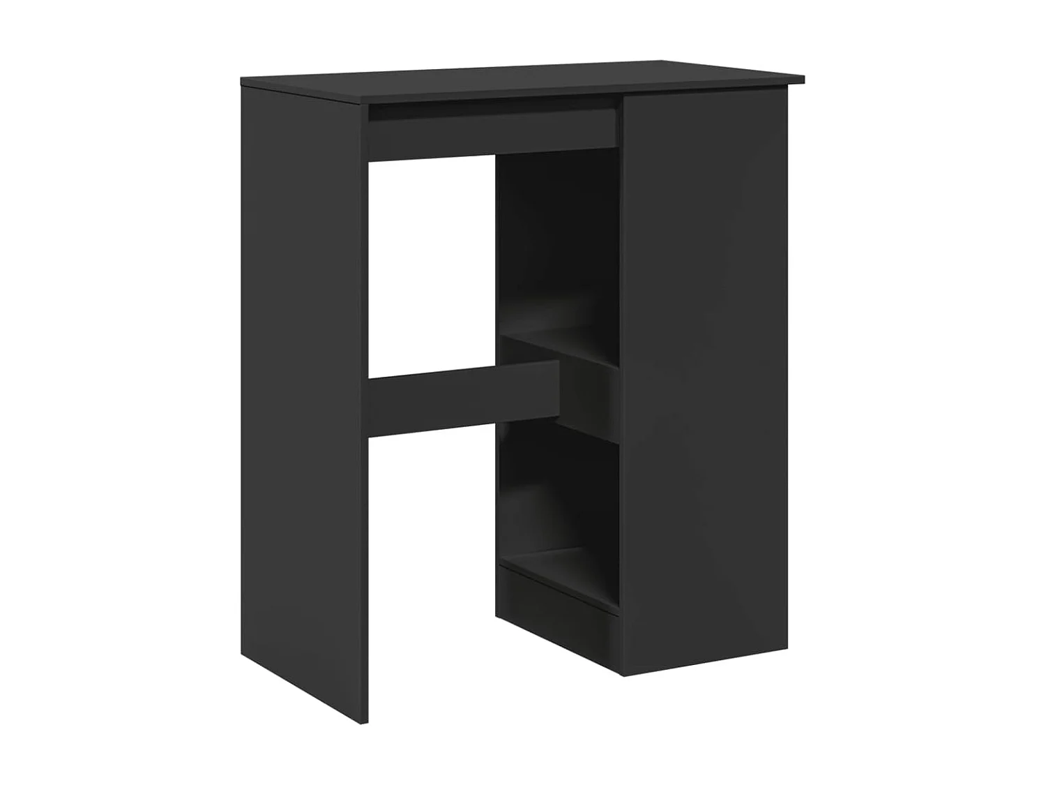 Table de bar avec étagères noir bois d'ingénierie