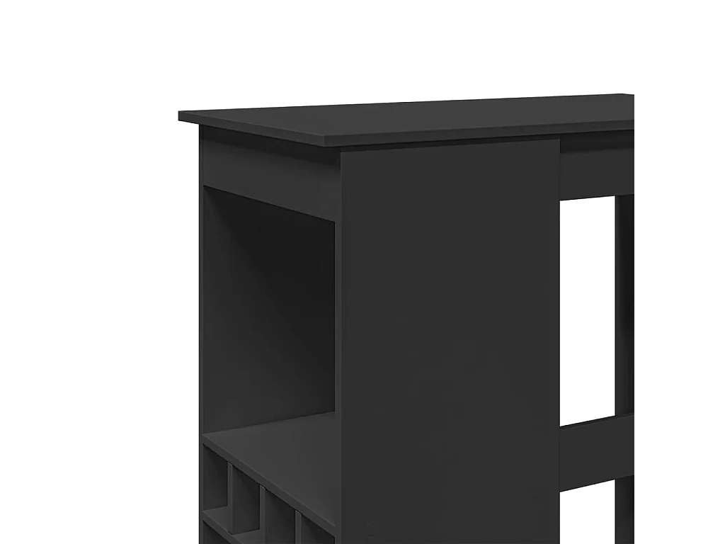 Table de bar avec étagères noir bois d'ingénierie