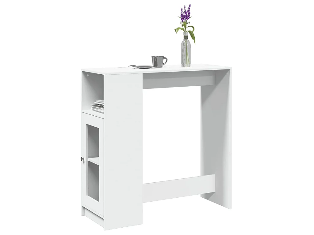 Tavolo Bar con Rastrelliera Bianco 101x40x103,5 cm Multistrato