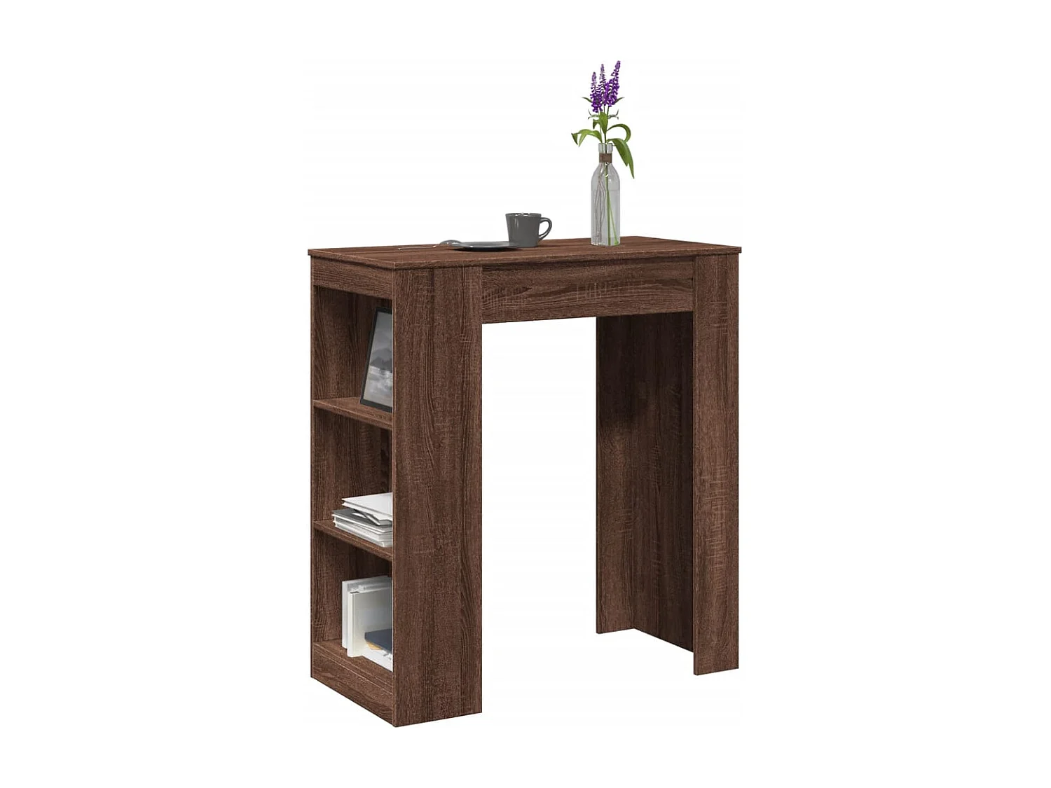 Mesa de bar c/ prateleiras derivados madeira carvalho castanho