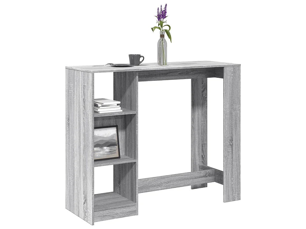 Bartisch mit Regal Grau Sonoma 124x46x103,5 cm Holzwerkstoff